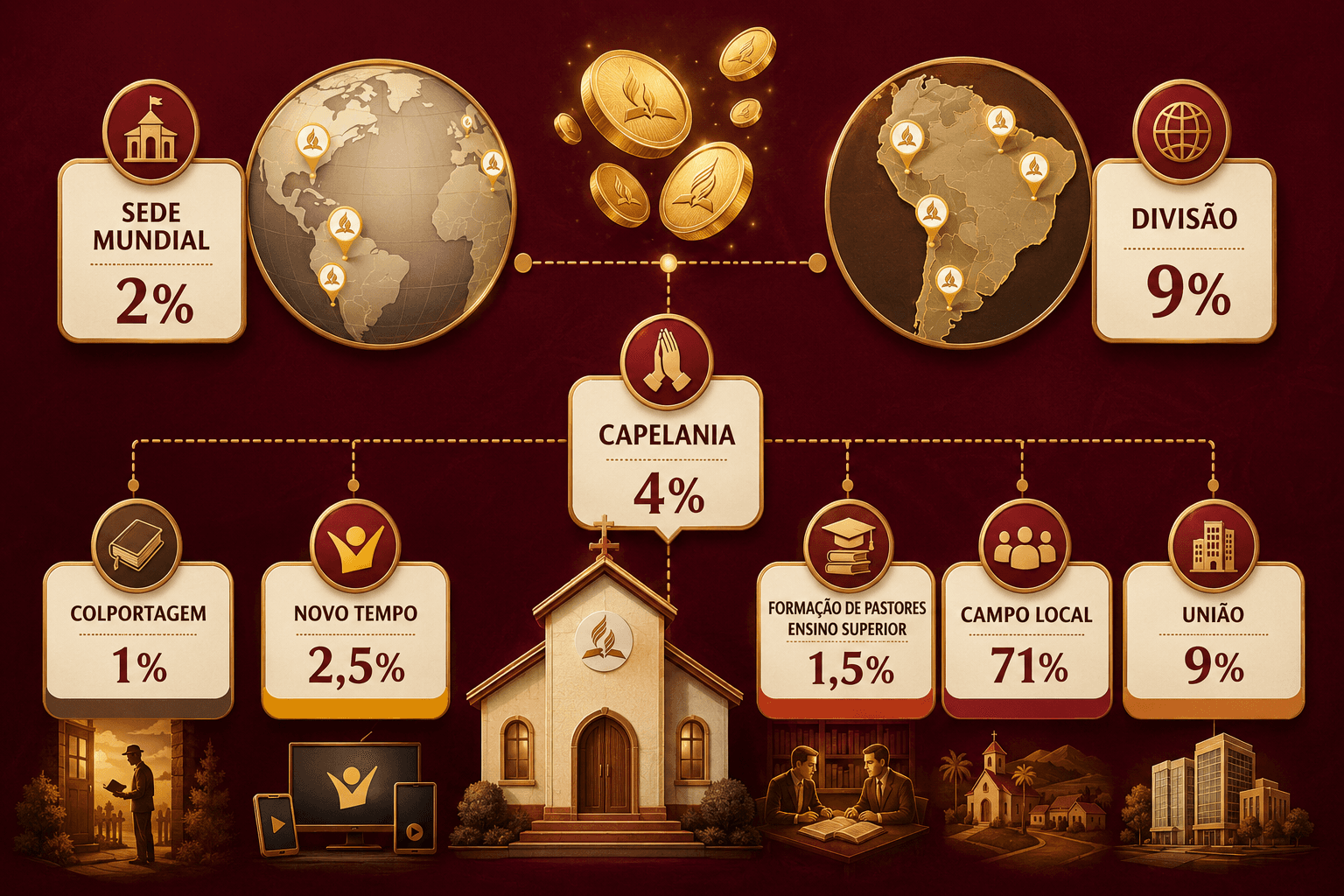 Infográfico — destinos dos dízimos